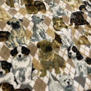 David Textiles Fleece Fabric - All kinds of DOGS  - nearly 3 yds Neutral Colors
